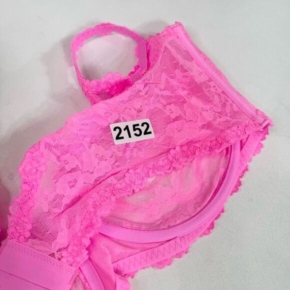 Skims Bra Womens 46DDD Hot Pink Stretch Lace Intimates Underwire Scoop New - Picture 8 of 8